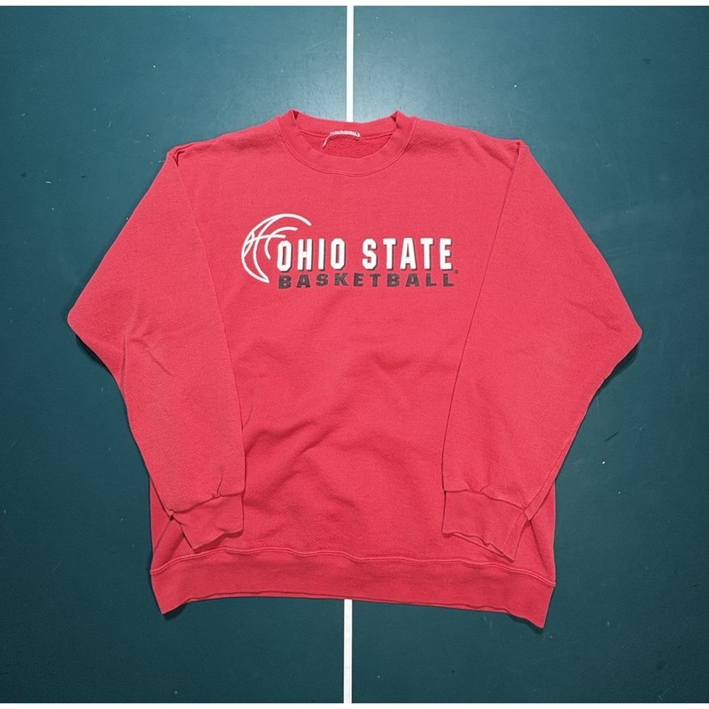 Vintage Ohio State Buckeyes Basketball Crewneck Sweatshirt Mens Large‎ Red EUC